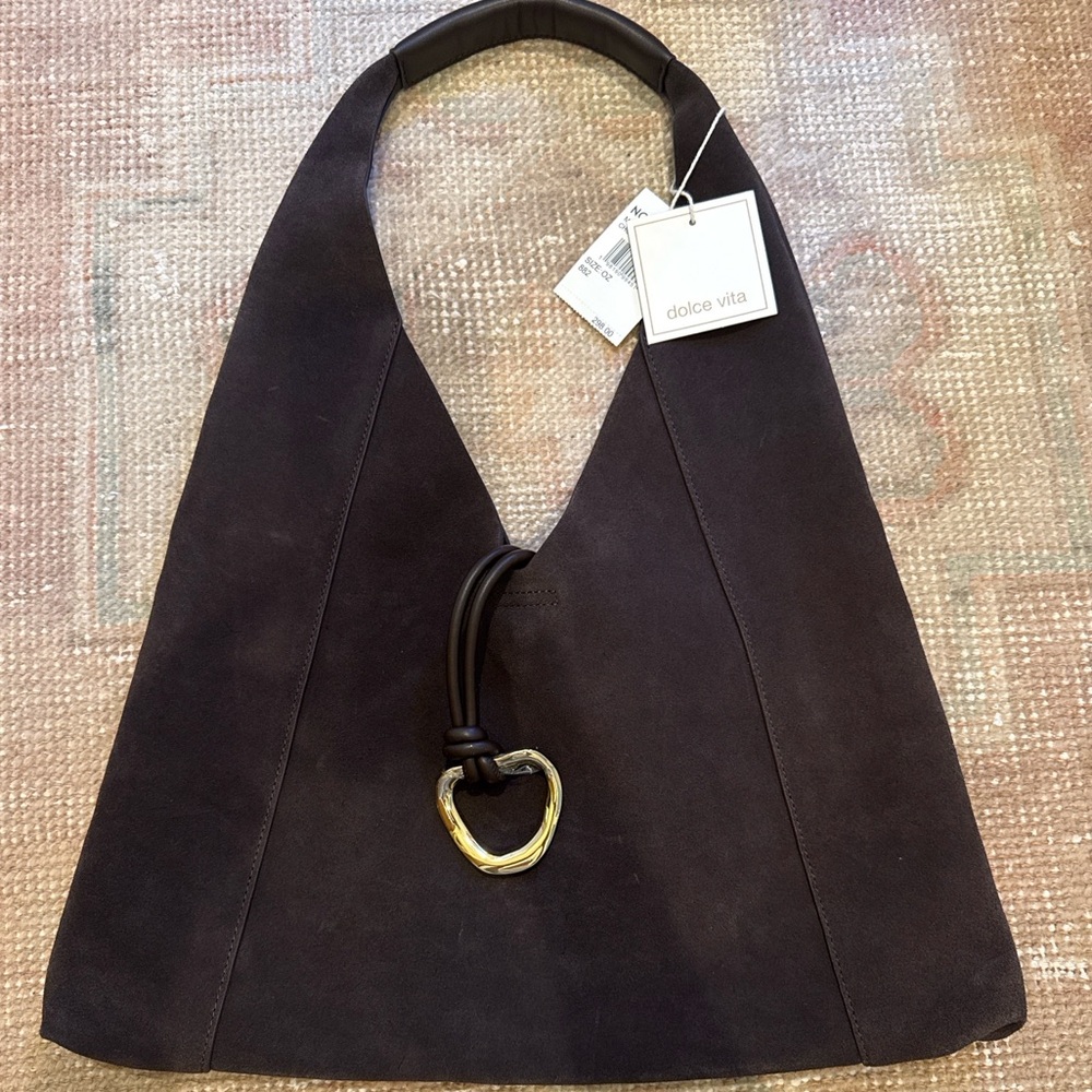 Dolce Vita Malin Chocolate Suede Hobo Bag NWT $298
